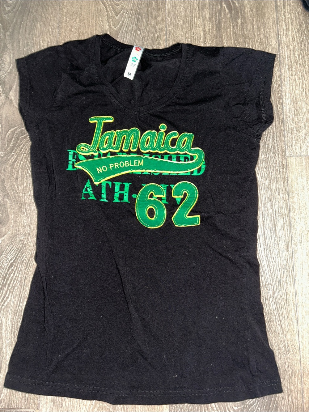 🇯🇲💚Jamaica 'No Problem' Graphic Tee in Black with Green & Yellow Accents